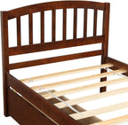 Harper & Bright Designs Twin Bed Frame with Storage, Wood Platform Bed with 2 Drawers and Headboard (Walnut)