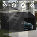 Carport 10 x 20 FT Heavy Duty, Portable Garage Canopy, Waterproof Car Canopy with Side-Opening Removable Door, Carport Canopy for Car, Truck, Boat, Equipment (Black)