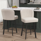 Swivel Counter Height Bar Stools Set of 4, 26'' Modern Barstools with Backs and Metal Legs, Upholstered Bar Chairs, Beige, Fabric Stools for Kitchen Island Chairs
