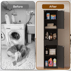 Walsunny Tall Bathroom Storage Cabinet with Freestanding Adjustable Shelves, Narrow Storage Linen Cabinet with 2 Doors and 1 Drawer for Bathroom, Living Room, Kitchen, Black