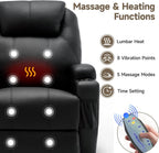 Recliner Chair, Rocking Chair with Massage and Heat, 360° Swivel Recliner Chairs for Adults, Rocker Manual Recliner with Remote Control and Cup Holder for Living Room, Bedroom, Nursery