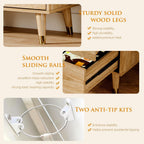 9 Drawer Dresser,63" Wide Mid Century Modern Chest of Drawers,Wooden Bedroom Drawer Dresser with 9 Storage Drawers for Bedroom, Living Room,with Anti-Tipping Device,Natural