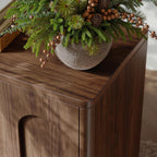 Evermagin 67" Arched Walnut Buffet Cabinet with Storage, Large Credenza with 4 Doors, Wood Mid Century Modern Sideboard for Kitchen and Living Room (67"*31.5"*15.7")