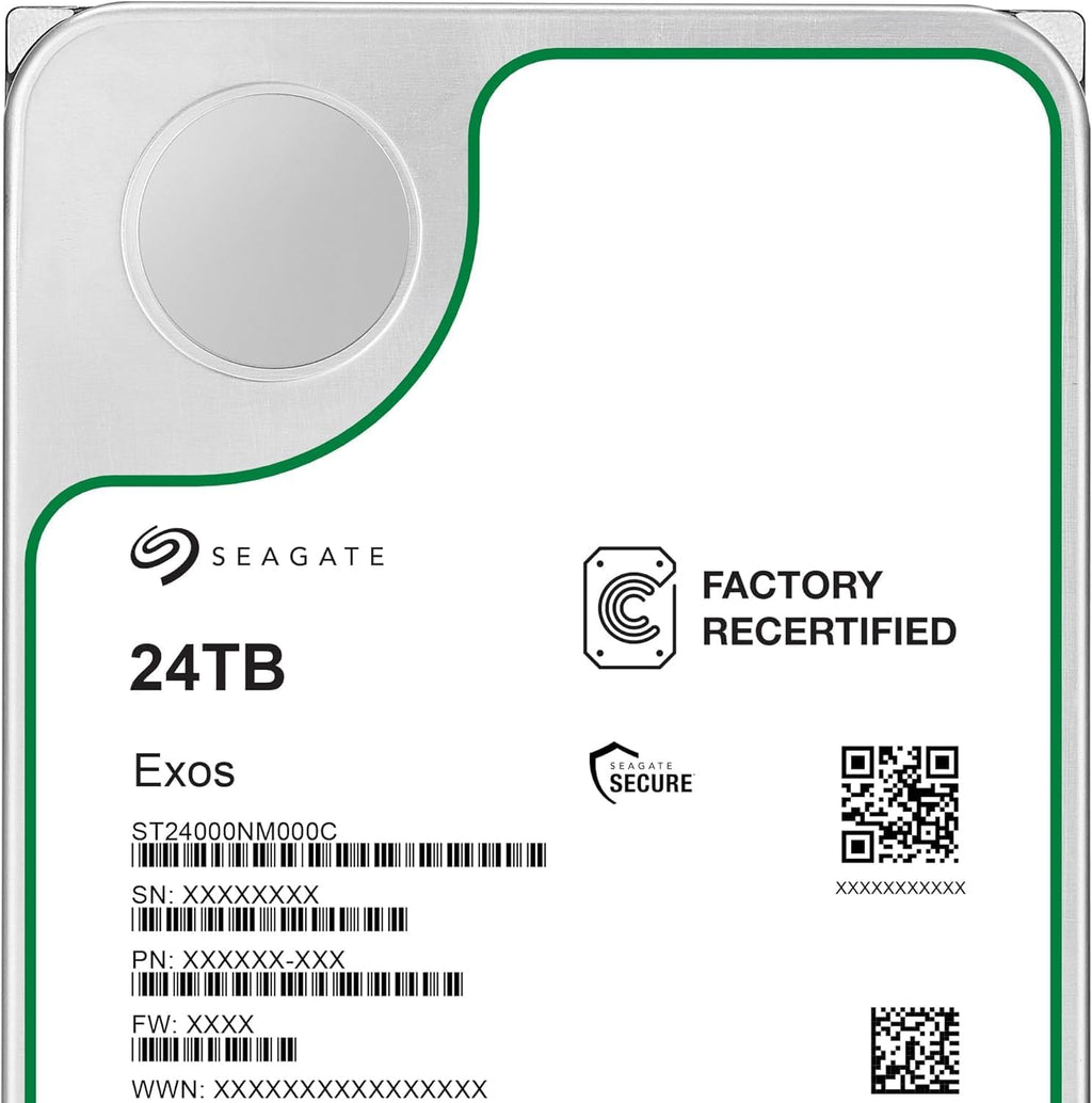 Seagate Exos X24 24TB Enterprise Hard Drive HDD SATA 6Gb/s 512MB Cache 7200 RPM 512e CMR Helium Sealed 3.5in Hard Drive ST24000NM000H (Renewed)