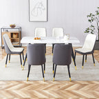 Dining Room Table Set for 6, Dinner Table Set for 6, Sintered Stone Kitchen Table Top and Modern Chairs Set of 6 for Kitchen Dining Room