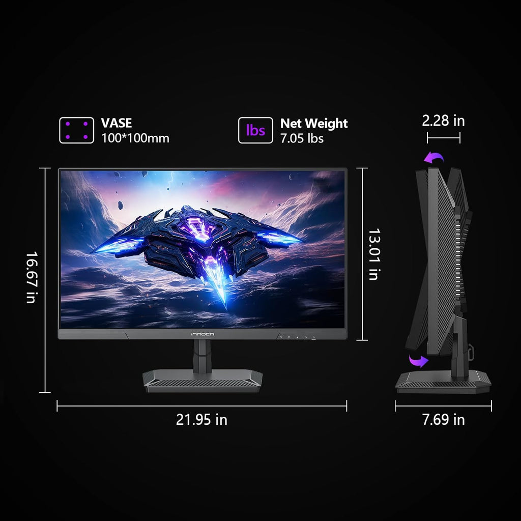 INNOCN 24.5 Inch Gaming Monitor 1440P 240Hz QHD 2K PC Desktop Gaming Screen Fast IPS HDMI 2.1 Display  DisplayPort  Built-in Speaker  25G2S