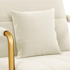 Yaheetech 30" W Modern Sofa Small Sofa Luxurious Velvet Fabric Couch with Gold-Tone Metal Arms and Legs for Living Room, Home Office, Studio Beige