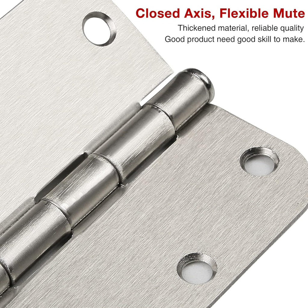 42 Pack Rounded Door Hinges Brushed Nickel 3.5 inch x 3-1/2", 5/8" Radius Heavy Duty Steel Iron 3 ½"Hinge for Doors, Interior Room,Outdoor Window,Constructition Hardware Kit Home Decor Essentials