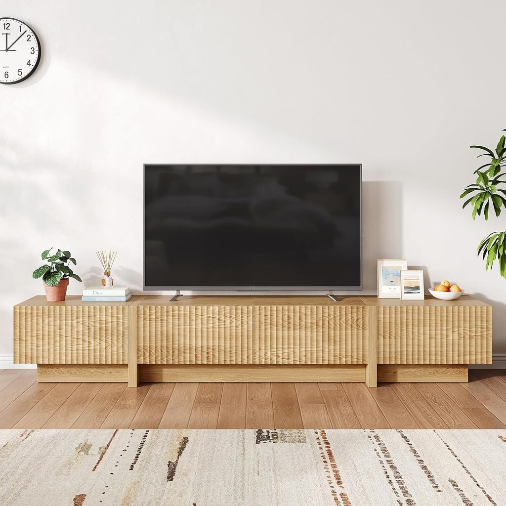 TV Stand and Coffee Table Set of 2, Modern TV Stand for Living Room, 98” Entertainment Center Fits 55”-95” TVs,Lift Top Coffee Table for Home,Office, Natural