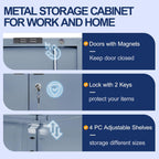 BESFUR Metal Storage Cabinet with 2 Doors and 4 Adjustable Shelves Garage Storage Cabinet with Lock 71" Office Storage Cabinets Locking Cabinets for Garage Office Shop Home (Gray)