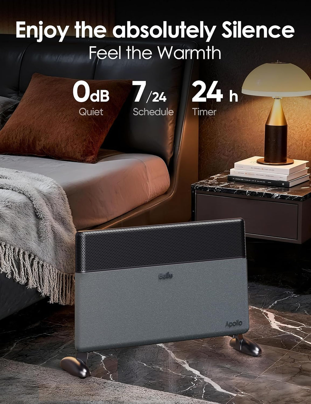 Ballu Convection Panel Space Heater for Large Room,Smart Quiet Heater with Programmable Thermostat,WiFi App Control,Inverter Energy Efficient for Indoor Use,Works with Alexa,Black
