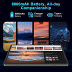 Suicoey 2026 Tablet with Keyboard, 26GB + 256GB (2TB Expand), 10 inch Android 15 Tablets with Octa Core, Gemini AI, 5G WiFi, 8000mAh, BT 5.0, 2 in 1 AI Tablet with Case, Mouse, Stylus (Black Case)