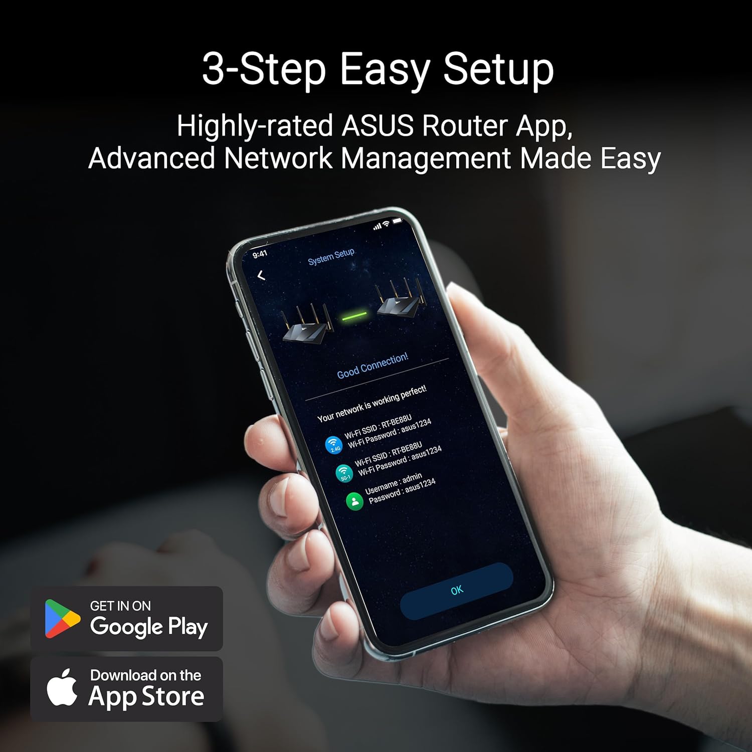 ASUS RT-BE88U Dual-Band WiFi 7 AiMesh Extendable Performance Router  4K-QAM  MLO  Dual 10G Ports  SFP+  4X 2.5G Ports  4X 1G Ports  34G WAN/LAN Capacity  Network Security  Built-in VPN