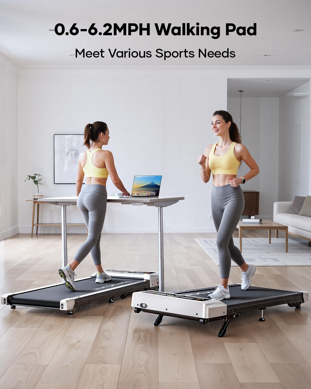 TOPUTURE Walking Pad with 10% Incline, 3.0HP Brushless Quiet Under Desk Treadmill, Portable Treadmills for Home/Office, Running Machine 300 lbs Capacity with RGB LED Screen, Remote Control/App Control