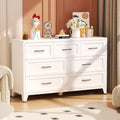 7-Drawer Dresser for Bedroom, 52" Wide White Steel Chest of Drawers with Anti-Tipping Design, Odor-Free Easy to Clean Storage Organizer for Living Room, Entryway, Hallway, Home Office