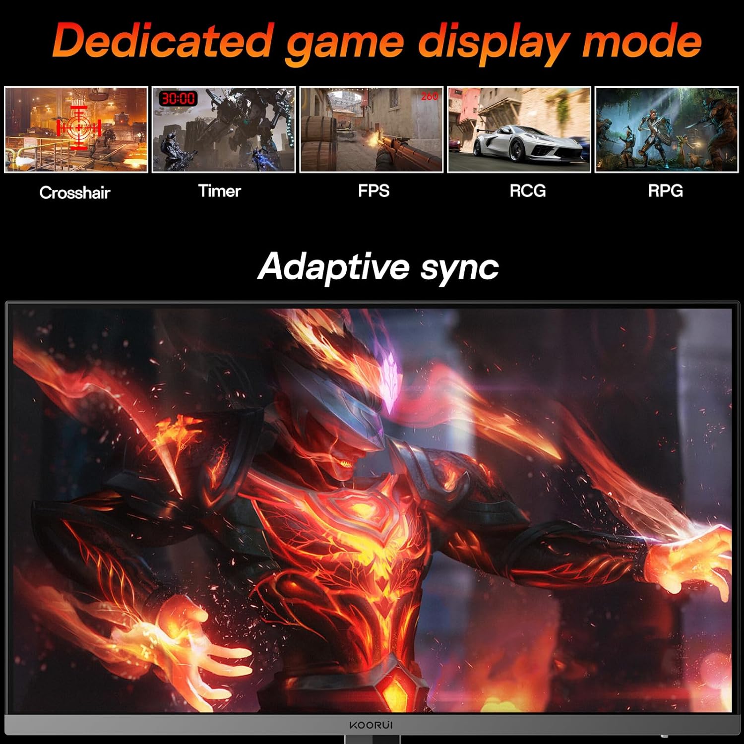 KOORUI 27 inch Gaming Monitor 1440p  Monitor 2K with Fast IPS Panel  VESA Mountable Pc Monitor Gaming with HDMI & Displayport Ports  Adaptive Sync  Compatible FreeSync & G-Snyc for PC  Laptops & PS5