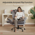 Bestier Criss Cross Chair with Flip-Up Armrests and Headrest, 135° Reclining Swivel Executive Chair with Side Pockets, Big and Tall Computer Desk Chair for Home Office Bedroom, Grey Velvet
