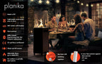 Planika Faro 41 000 BTU Propane Patio Heater 59" Modern Freestanding Glass Tower with Wheels  Smokeless 360° Flame  Cover & Regulator Included for Commercial & Residential Outdoor Spaces