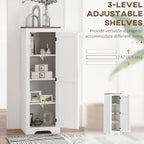 HOMCOM Farmhouse Storage Cabinet with Adjustable Shelf, Single Barn Door Small Bathroom Storage Cabinet for Living Room, Floor Pantry Cabinet, White
