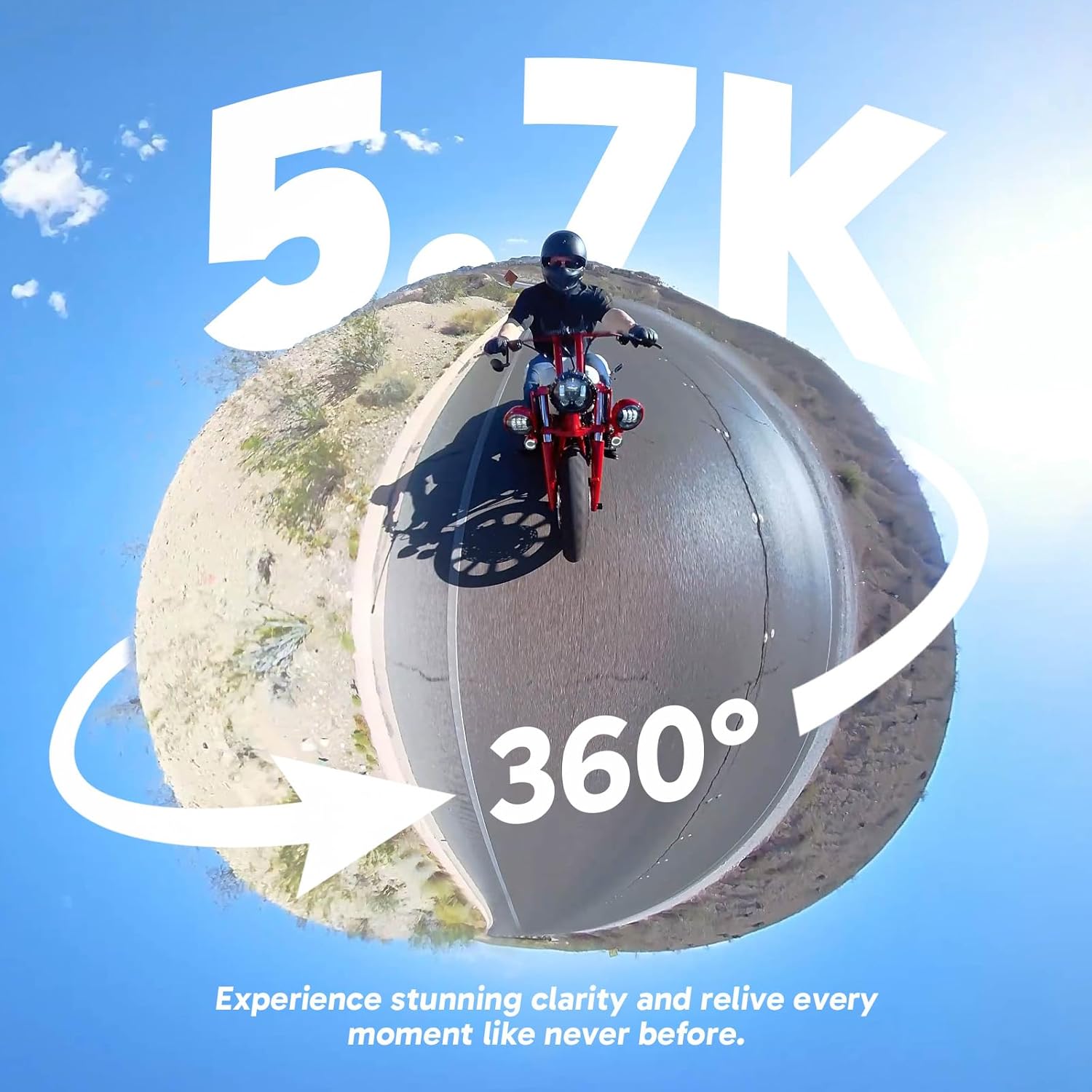 AKASO 360 Weatherproof 360° Action Camera - 5.7K 360 Video with 1/2" 48MP Sensors  72MP 360 Photo  360-SuperSmooth  Invisible Selfie Stick  360° Horizon Lock  AI Tracking Motorcycle Combo