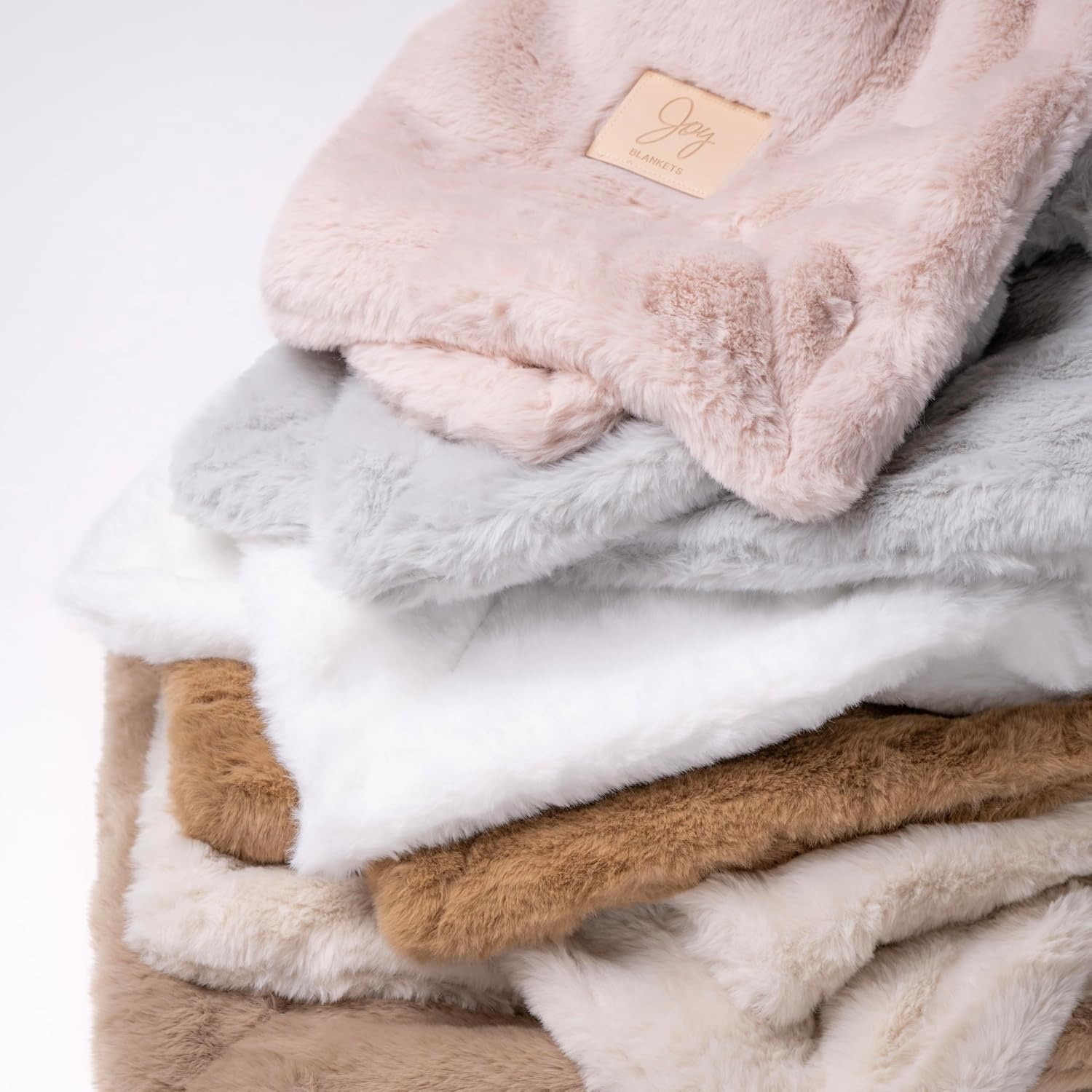 Joy Blankets Large Faux Fur Blanket 60"x80" – Ultra Soft & Warm Luxury Throw for Bed & Couch – Shed-Free, Machine Washable, Oeko-TEX Certified (Boho Blush Pink)