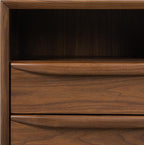 Poly & BARK Cura 22” Nightstand – Solid and Veneered American Black Walnut Bedside Table with Soft‑Close Drawers, Cord Management Cut‑Out and Splayed Solid Walnut Legs