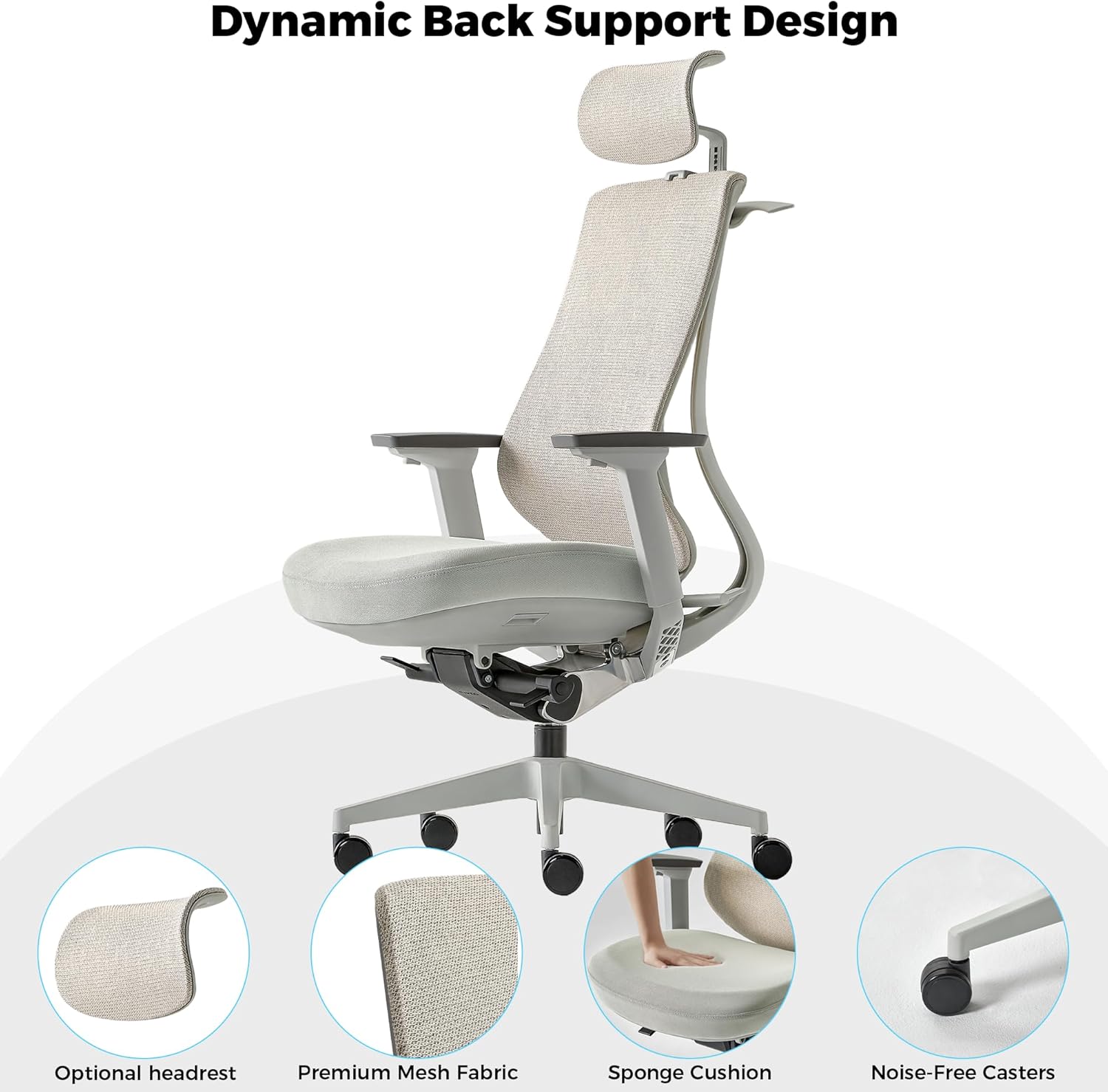 EUREKA ERGONOMIC Lira Office Chair, Ergonomic Desk Chair with 3D Armrests, Adjustable Seat Depth, Breathable Mesh Computer Chair with Lumbar Support for Home Office(Grey)