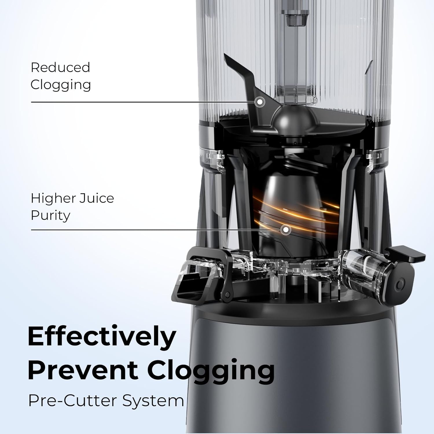 Juicer Machines, 3-in-1 Cold Press Juicer with 6.5" Extra Large Chute, 100oz Large Capacity, AC Motor, Makes Juice, Nut Milk & Sorbet, Premium Gray