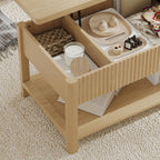 Lift Top Coffee Table with Storage for Living Room, 2-in-1 Modern Center Table & Desk with Hidden Storage Compartment & Open Shelf, Space Saving for Small Space & Apartment (Oak)