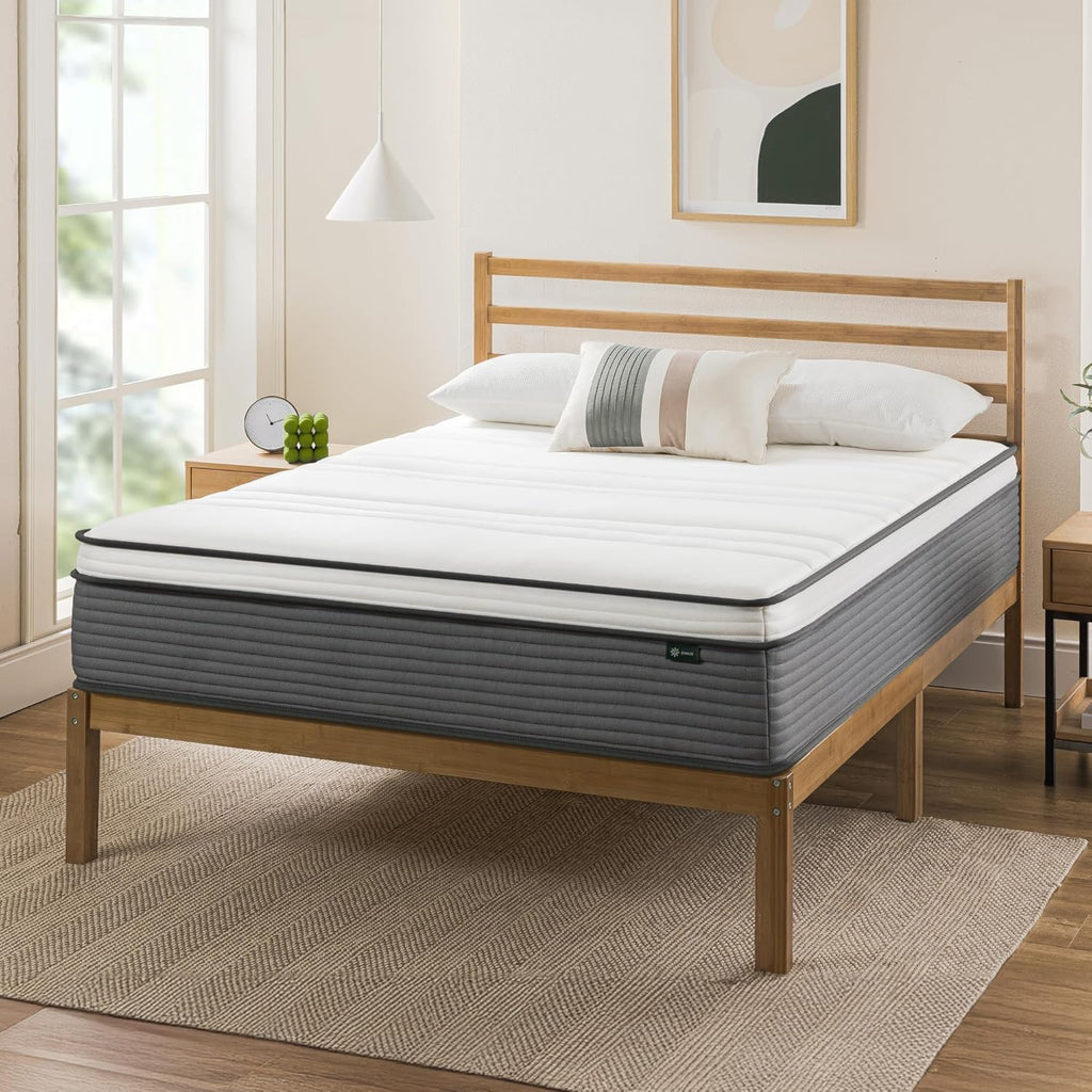 ZINUS 12 Inch True Support Hybrid Mattress New Version, Queen, Fiberglass Free, Medium Feel, Motion Isolation, Certified Safe Foams & Fabric, Mattress in A Box