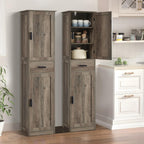 usikey 67'' Tall Storage Cabinet, Narrow Bathroom Floor Storage Cabinet with 4 Shelves & 2 Doors, for Bathroom, Living Room, Rustic Gray UNSNG040M