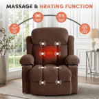 BOSMILLER Power Lift Recliner Chair with Massage and Heat for Elderly, Electric Recliner Single Sofa with Two Cup Holders, Extended Footrest, Side Pocket and USB Charge Port for Living Room
