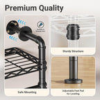 Timate F3 Garment Rack Heavy Duty Clothes Rack for Hanging Clothes, Expandable Industrial Pipe Wall Mounted Clothing Racks, Adjustable Storage Wardrobe Closet Kit Walk in Closet Systems, Black