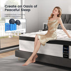 Queen Size Mattresses, 14 Inch Hybrid Queen Mattress in a Box, Medium Firm Memory Foam and Pocket Springs, Strong Edge Support, Pressure Relief