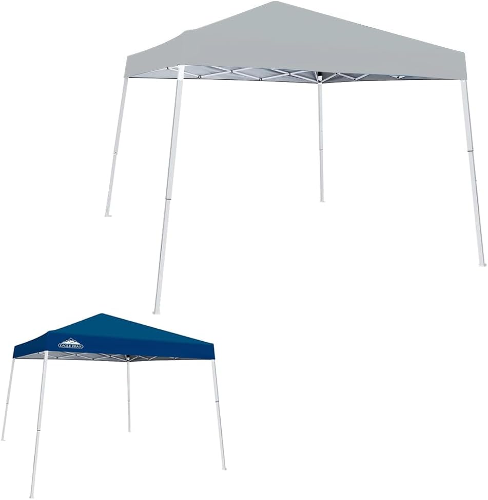 Garden Winds Custom Fit Replacement Canopy Top Cover Compatible with The Eagle Peak E64 Base 10' X 10', Canopy Top 8' X 8' Slant Leg - Upgraded Performance RIPLOCK 350 Fabric - Slate Gray