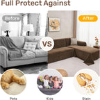 Sectional Couch Covers, 2 Pieces Washable L Shaped Couch Covers Sofa Blanket for Dogs Pet Friendly Sectional Sofa Slipcovers Furniture Covers,71"x 118"+ 71"x 118",(XX-Large,Coffee)