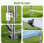 Large Metal Chicken Run Walk-in Poultry Cage Spire-Shaped Chicken Coop with Waterproof and Anti-Ultraviolet Cover for Outside Backyard and Farm 19.6' L x 9.8' W x 6.4' H
