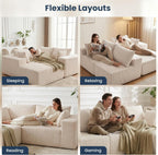 DUMOS 108" Boneless Couch, Cloud Sectional Couch with L-Shape Chaise, Modular Sectional Sofa with Deep Seat, Upholstered Couch for Living Room Bedroom, No Assembly Required (Beige, Left Facing Chaise)
