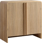 AMERLIFE Fluted Buffet Cabinet with Storage, Modern Sideboard Cabinet with 2 Doors & Adjustable Shelf, Console Table & Credenza for Living Room, Dining Room & Entryway, Natural Oak