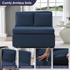 ijuicy 3 in 1 Twin Size Pull Out Sofa Bed Linen Sleeper Sofa with Pullout Bed, Convertible Loveseat Couch Beds with Pillows and Tri-fold Mattress for Small Space Apartment, Dark Blue