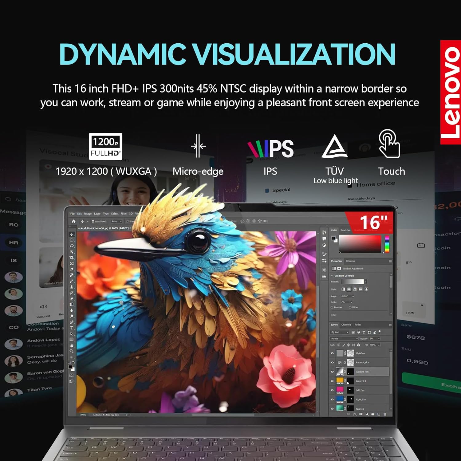 Lenovo Yoga 7i 2 in 1 Laptop Touchscreen  16" FHD+ 360 Foldable Touch Screen Convertible  Intel Core Ultra 7  Windows 11 Pro Laptop PC  16GB DDR5 RAM 1TB SSD  Backlit 10-Key  Fingerprint