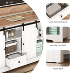 Farmhouse TV Stand for 60 Inch TV, 30" Tall Entertainment Center with 2 Drawers & Sliding Barn Door, Rustic Media Console with Storage Shelves, 55" Wood Television Stand for Living Room, White