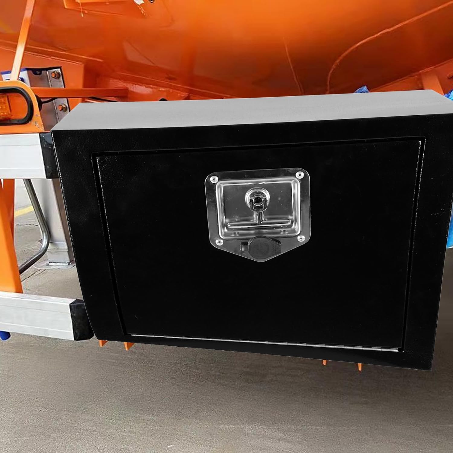 18"x 12"x 14" Steel Underbody Truck Tool Box with T-Handle Lock Latch, 18 Inch Heavy Duty Steel Under Body Toolbox for Pick Up Truck RV, Under Mount Tool Box
