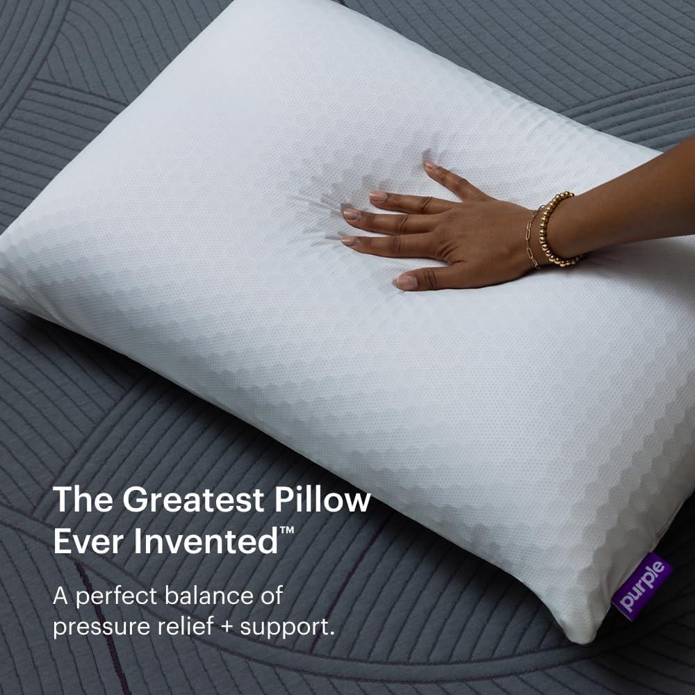 Purple Harmony Pillow – Talalay Latex Foam Cooling Pillow for Combo or Side Sleepers, 360º Hex GelFlex Grid for No-Pressure Support and Luxurious Weightless Feel - King, Medium Feel, Tall Height
