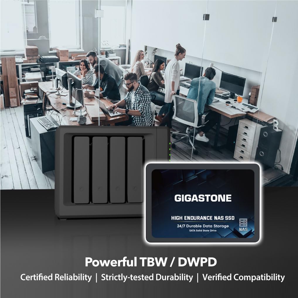 【NAS Certified】 GIGASTONE High Endurance SSD 512GB (2-Pack) Up to 550MB/s TLC Flash with SLC Caching 24/7 Reliable for Gaming/PC/NAS SSD 5-Year Warranty 2.5" SATA Internal Solid State Drives RAID Disk
