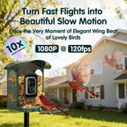Bird Feeder with Camera  4K Ultra HD Video with 30fps Live View  10x Slow Motion  No Subscription  Solar Powered AI Smart Bird Feeder with Camera  2.4G/5G Wi-Fi  Durable Metal Bird Lover Gift