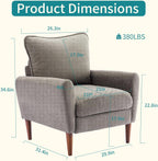 OLIXIS Comfy Accent Chair for Living Room Bedroom and Waiting Room, Upholstered Mid-Century Reading Chair with Pillow and Solid Wood Legs, Wide Singe Modern Lounge Sofa (Gray)