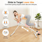 Multifunctional Ab Machine, 6-in-1 Ab Workout Equipment for Home Gym, Adjustable Core & Waist Trainer with 7 Height Levels & 2 Incline Angles, Rowing Mode, Knee Glider