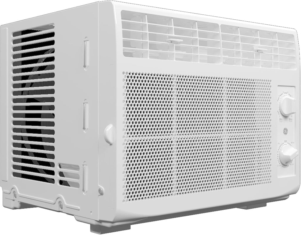 GE Window Air Conditioner Unit, 5,000 BTU for Small Rooms up to 150 sq ft. with Manual Adjustable Fan and Cooling Settings, Perfect for Small Bedroom or Living Room, Easy Install Kit Included, White