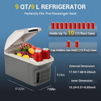 ICEROVER 12V Car Refrigerator Cooler/Warmer 8 Quart (9L) 40℉~140℉,12 Volt DC &110V AC, Electric Car Fridge Portable Compact Camping Cooler Thermoelectric 12V Small Fridge for Car, RV, Camping (Grey)